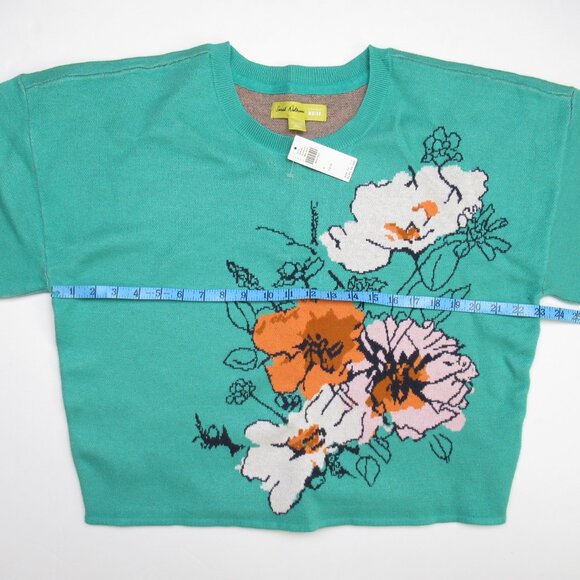 Anthropologie Maeve The Sonal Nathwani Camryn Cropped Crewneck Sweater Green XL - Picture 5 of 8